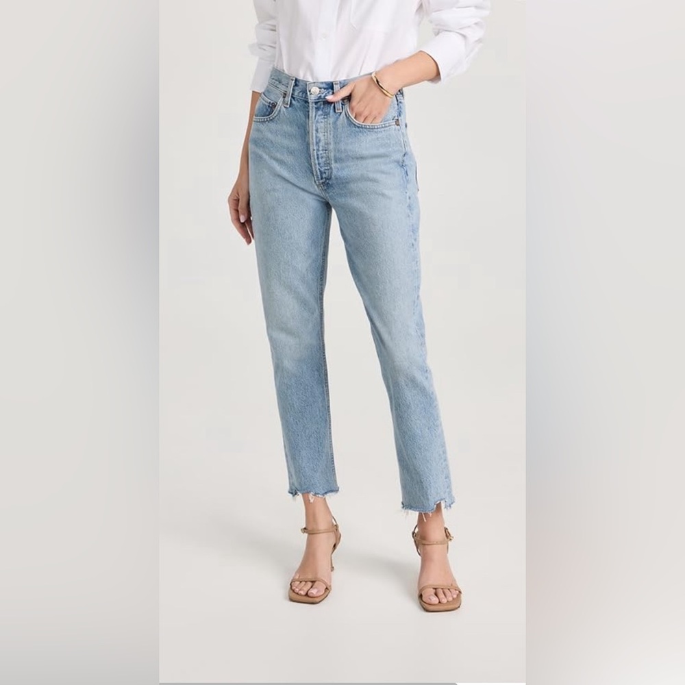 Agolde Riley High Rise Straight Crop Jeans in Zephyr size 25